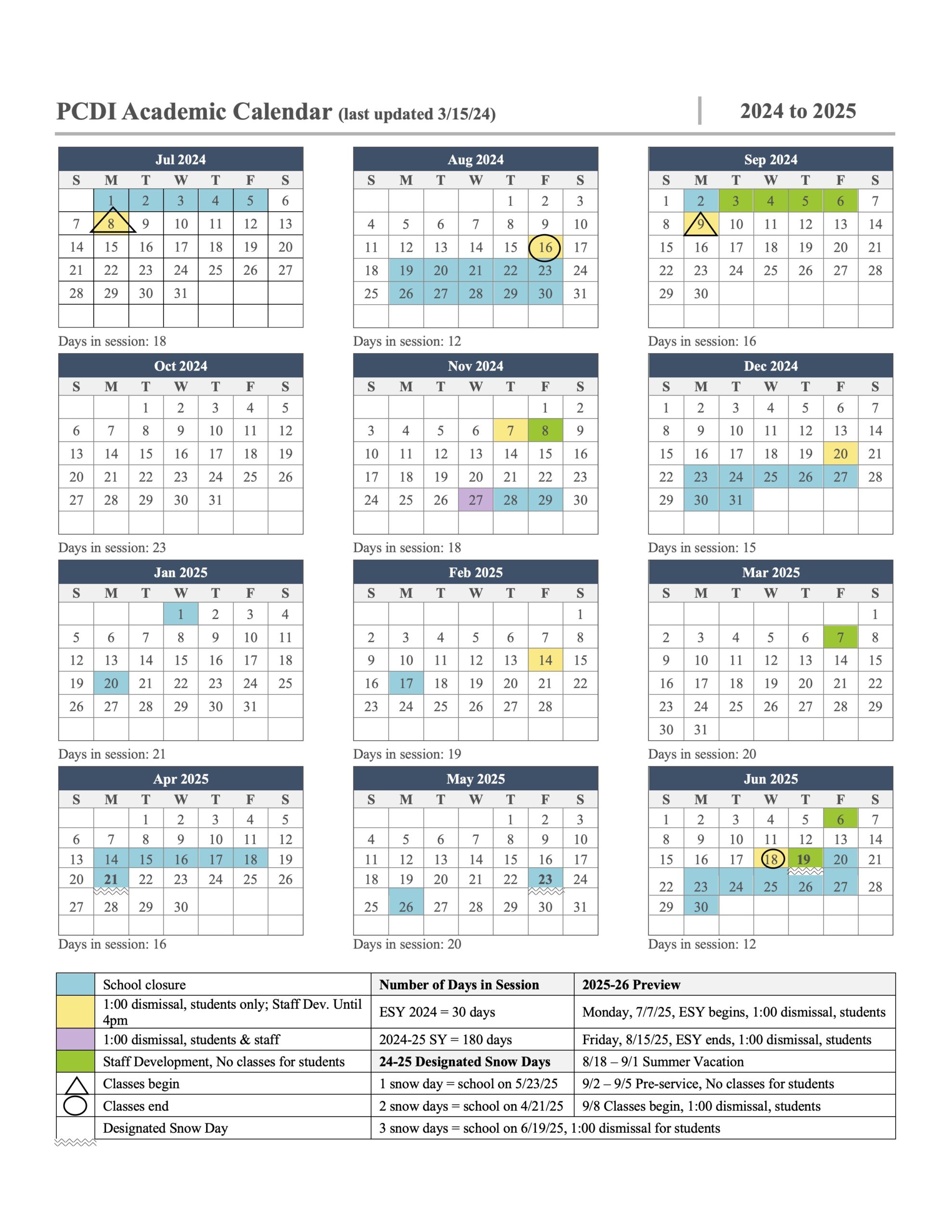 24-25 Education Calendar – PCDI